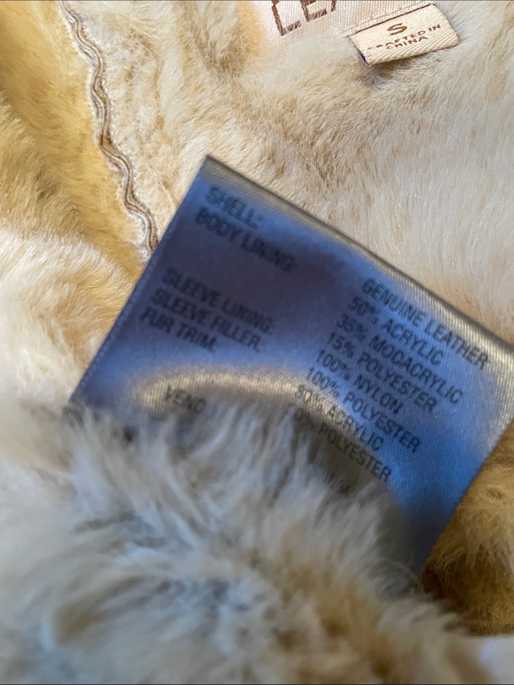 Wilsons Leather Tan Suede Teddy Coat with Cream Faux Fur Trim - Picture 6 of 11